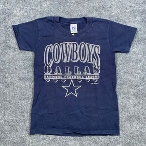 Kids Dallas Cowboys NFL 1992 T Shirt Size M 10-12 Navy Blue Logo Athletic